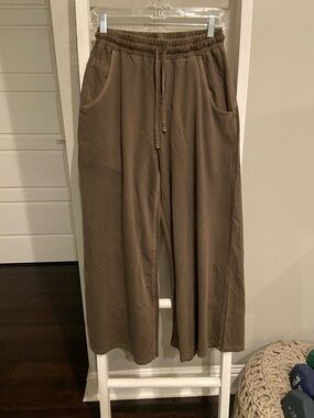 Zenana Wide Leg lightweight french terry pants mocha